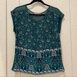 NAF NAF Paris green floral top size L
